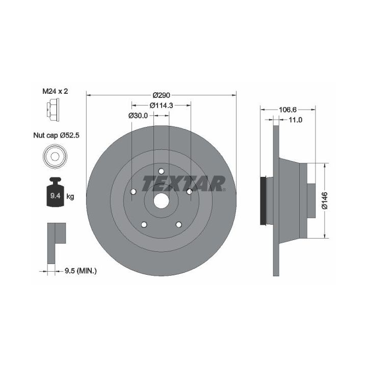 Stabdžių diskas TEXTAR 92269603