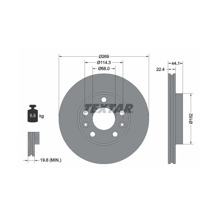 Stabdžių diskas TEXTAR 92272603