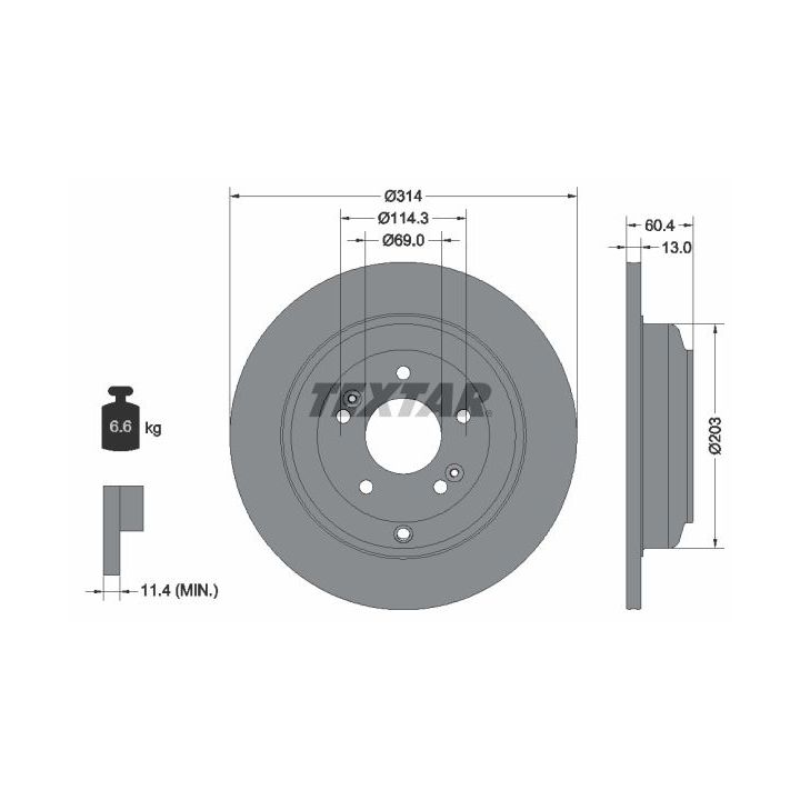 Stabdžių diskas TEXTAR 92272903