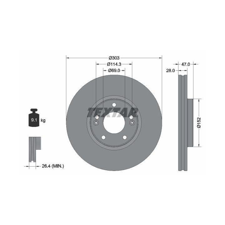 Stabdžių diskas TEXTAR 92273303