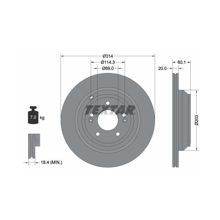 Stabdžių diskas TEXTAR 92273703