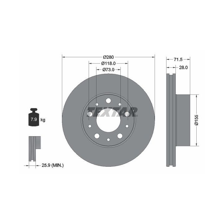 Stabdžių diskas TEXTAR 92275003