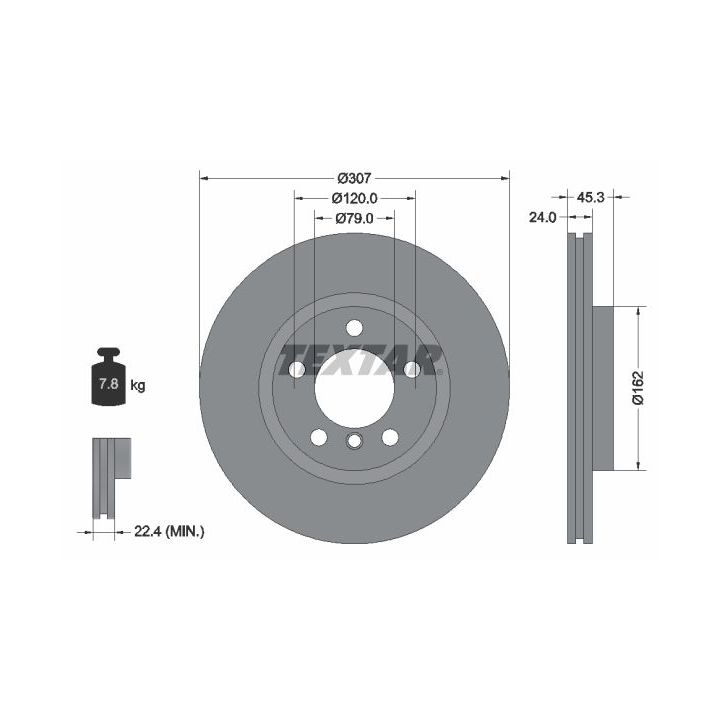 Stabdžių diskas TEXTAR 92275600