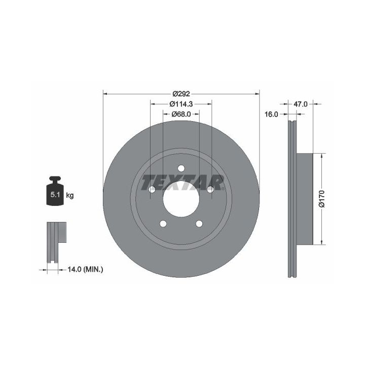 Stabdžių diskas TEXTAR 92278103