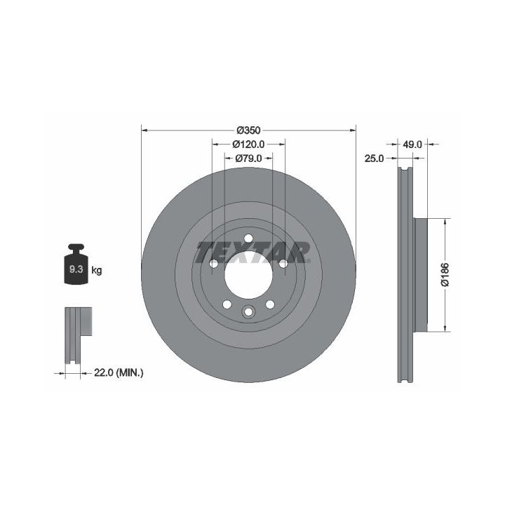 Stabdžių diskas TEXTAR 92278403