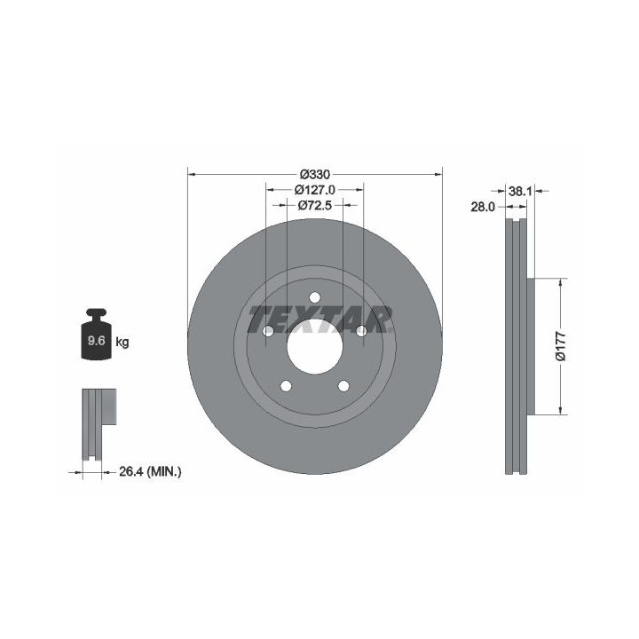 Stabdžių diskas TEXTAR 92278905