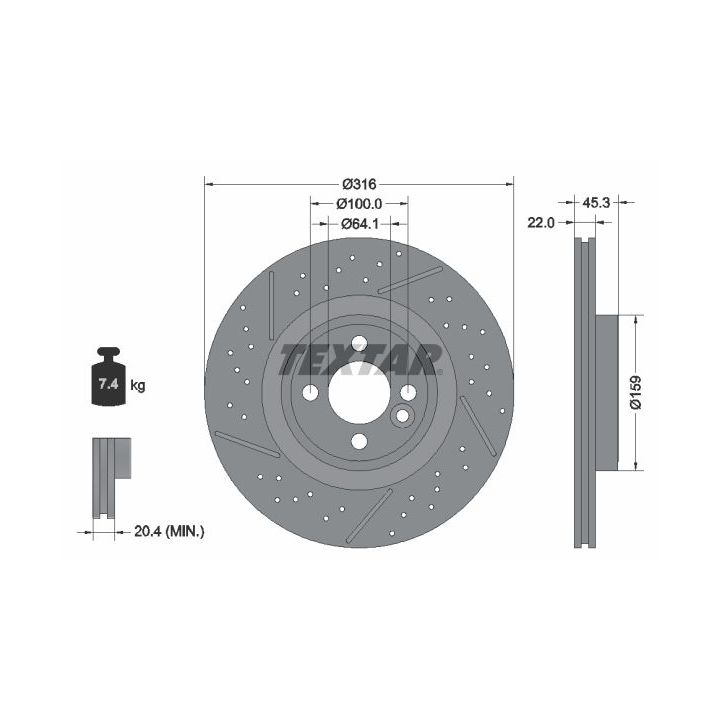 Stabdžių diskas TEXTAR 92279105