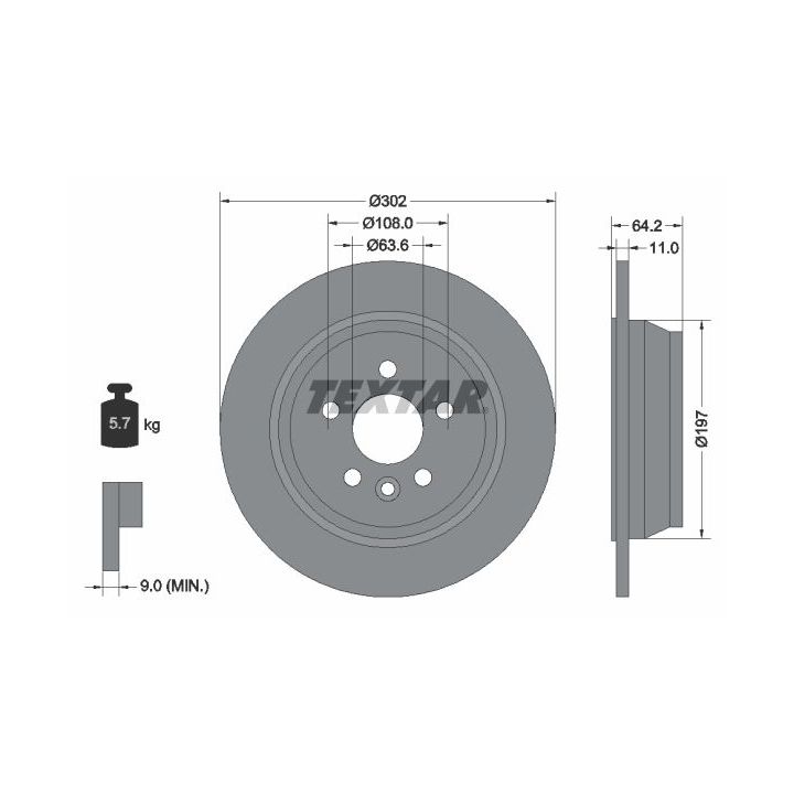 Stabdžių diskas TEXTAR 92283003