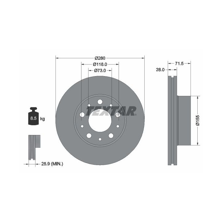 Stabdžių diskas TEXTAR 92286103