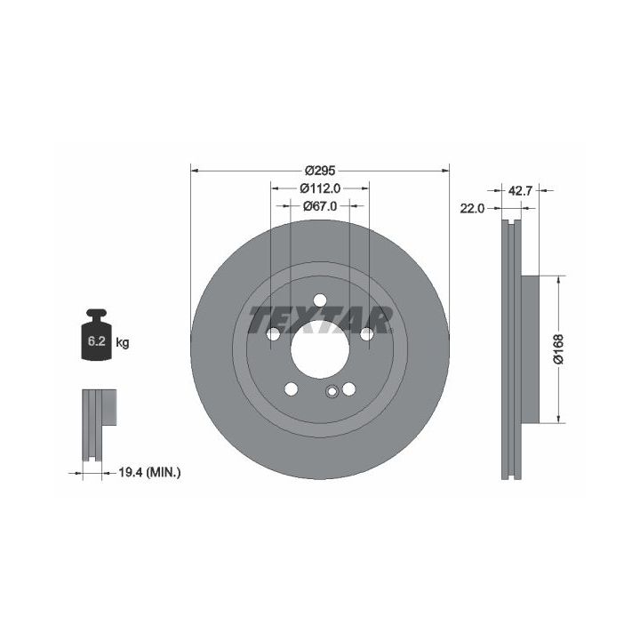 Stabdžių diskas TEXTAR 92286903