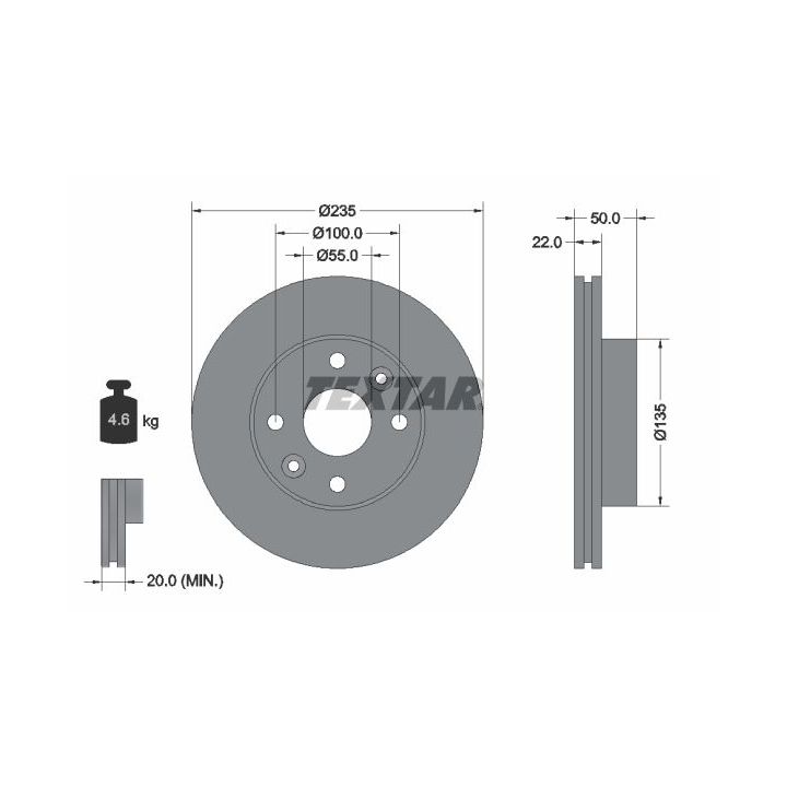 Stabdžių diskas TEXTAR 92288203
