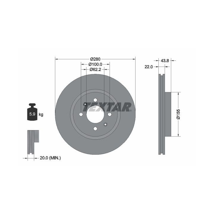 Stabdžių diskas TEXTAR 92288303