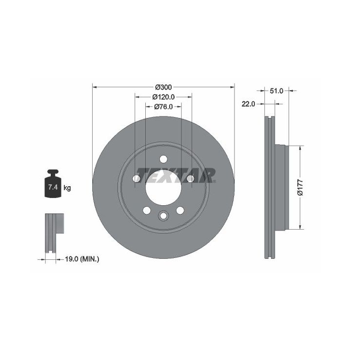Stabdžių diskas TEXTAR 92288500