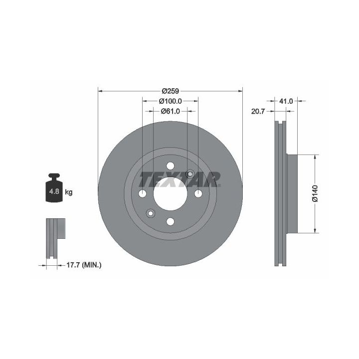 Stabdžių diskas TEXTAR 92292103