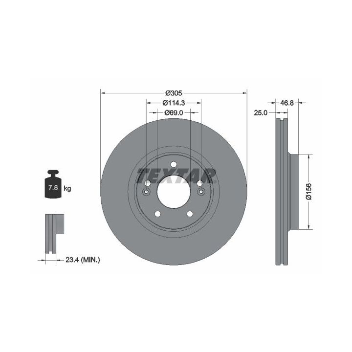 Stabdžių diskas TEXTAR 92292203