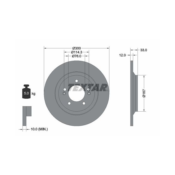Stabdžių diskas TEXTAR 92296303