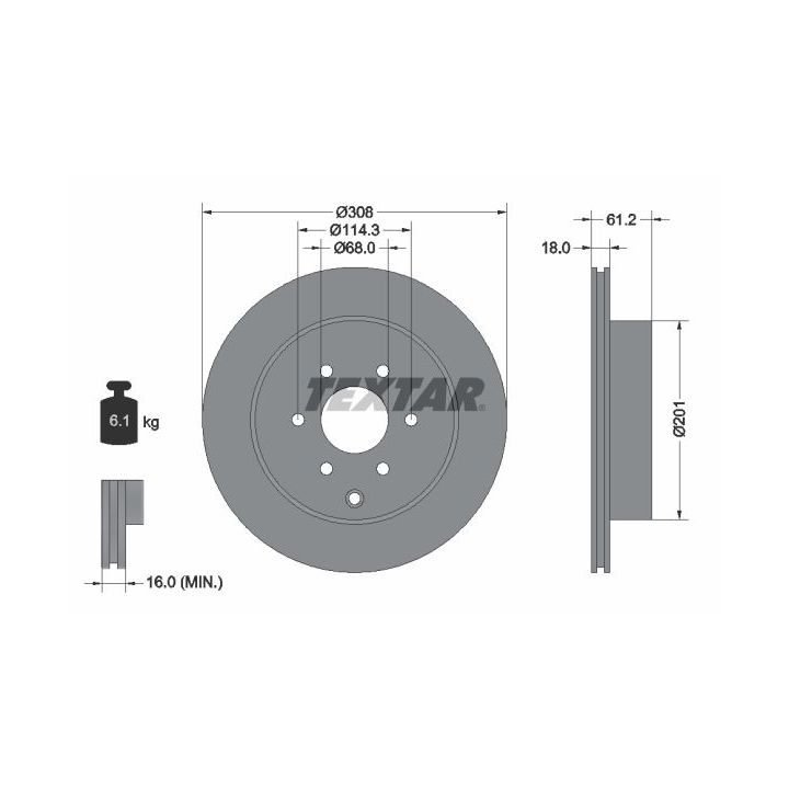Stabdžių diskas TEXTAR 92296403