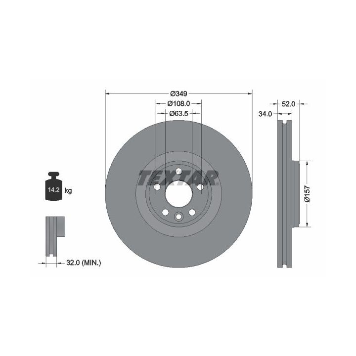 Stabdžių diskas TEXTAR 92301805