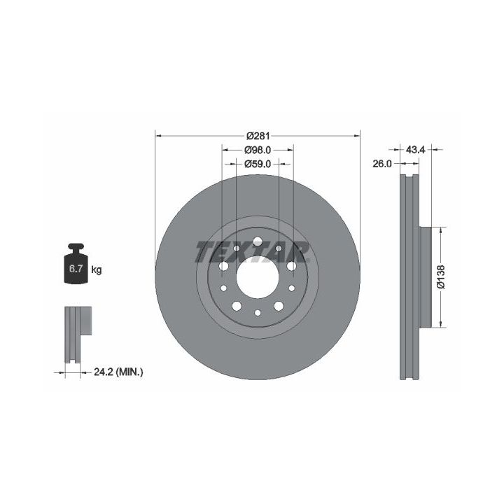 Stabdžių diskas TEXTAR 92304803
