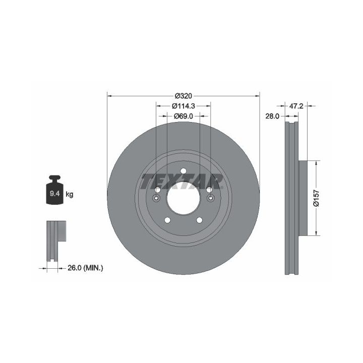 Stabdžių diskas TEXTAR 92306303