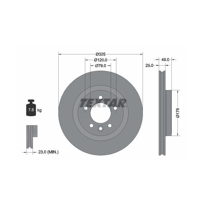 Stabdžių diskas TEXTAR 92307803
