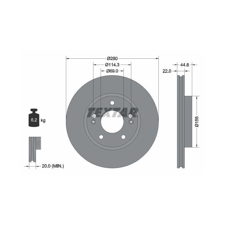 Stabdžių diskas TEXTAR 92314703