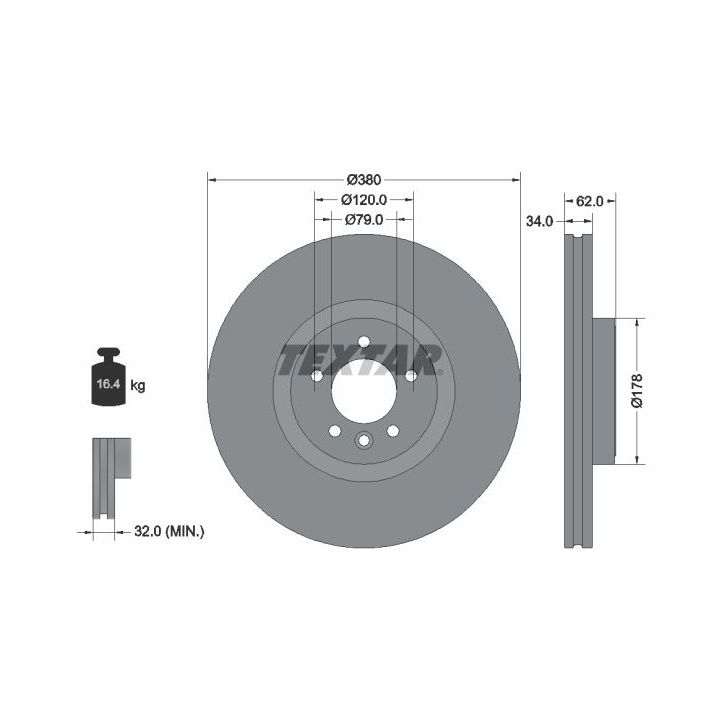 Stabdžių diskas TEXTAR 92316405