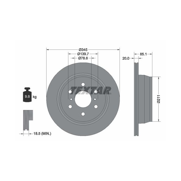 Stabdžių diskas TEXTAR 92318603