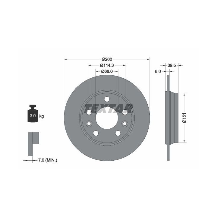 Stabdžių diskas TEXTAR 92327203