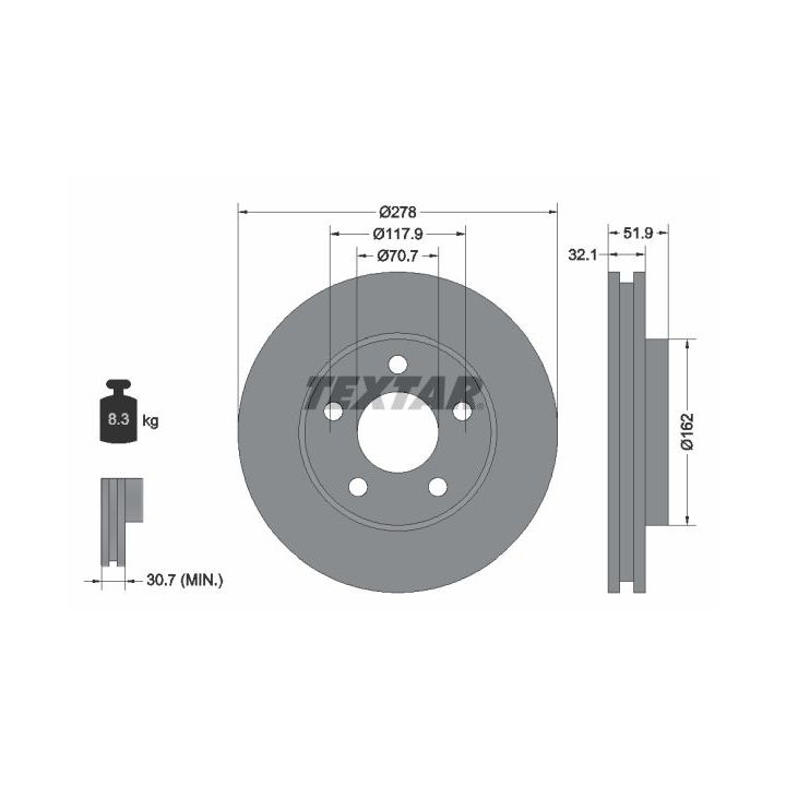 Stabdžių diskas TEXTAR 92332500