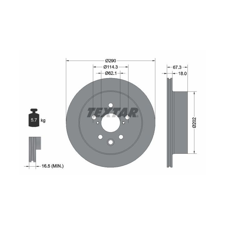 Stabdžių diskas TEXTAR 92334403