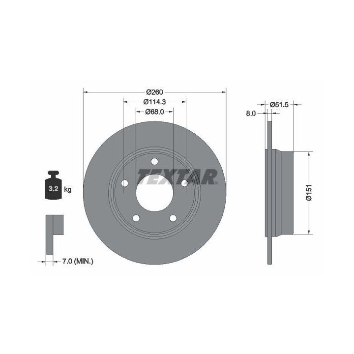 Stabdžių diskas TEXTAR 92335803