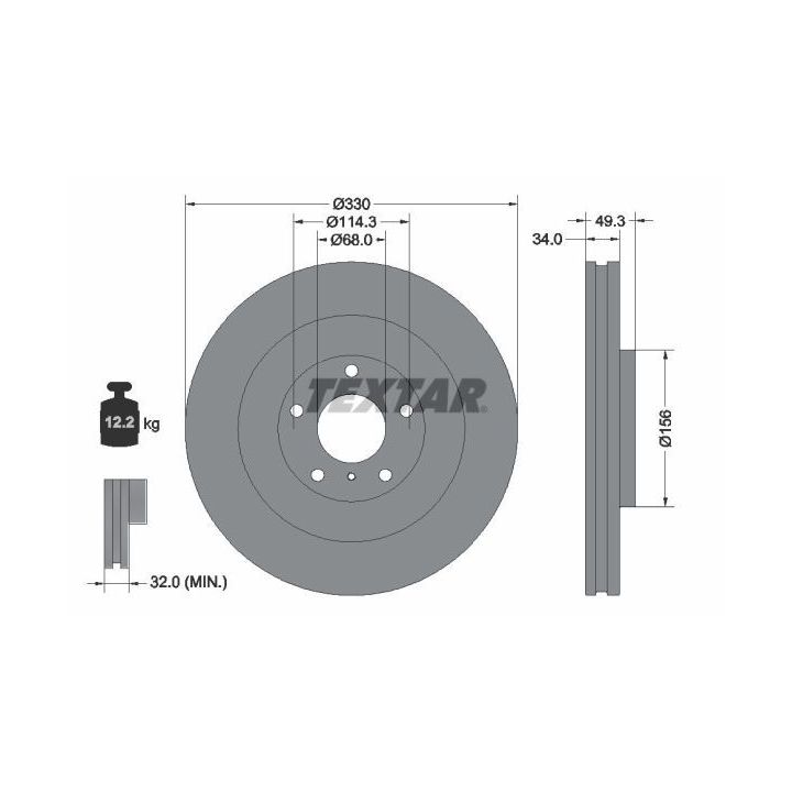 Stabdžių diskas TEXTAR 92336003
