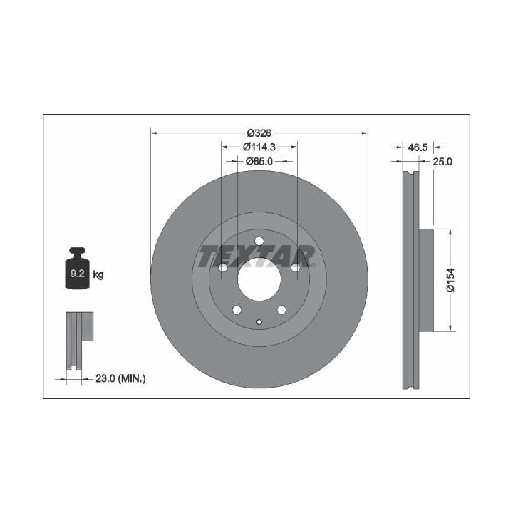 Stabdžių diskas TEXTAR 92337603