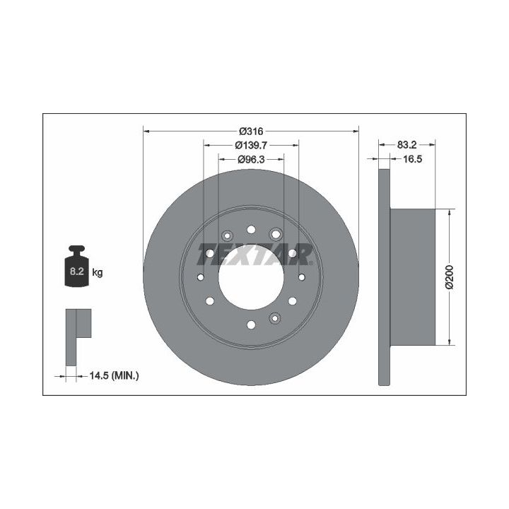 Stabdžių diskas TEXTAR 92338003