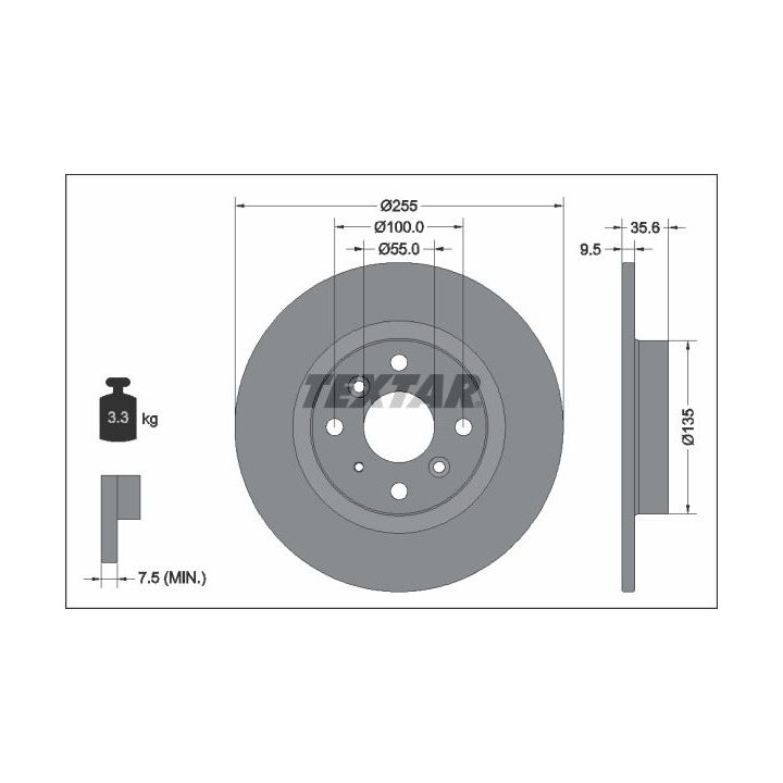 Stabdžių diskas TEXTAR 92338203