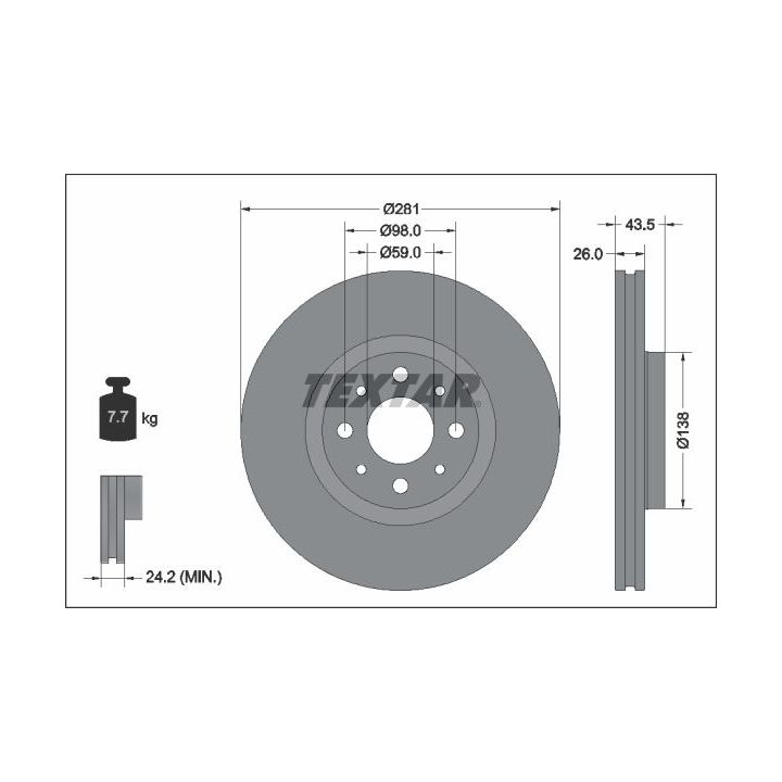 Stabdžių diskas TEXTAR 92344703