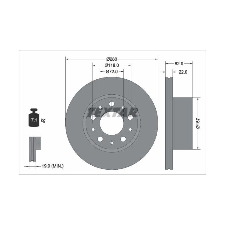 Stabdžių diskas TEXTAR 92344903