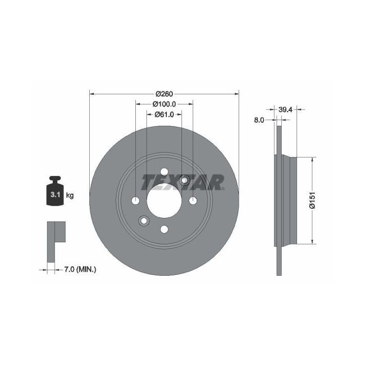 Stabdžių diskas TEXTAR 92347603