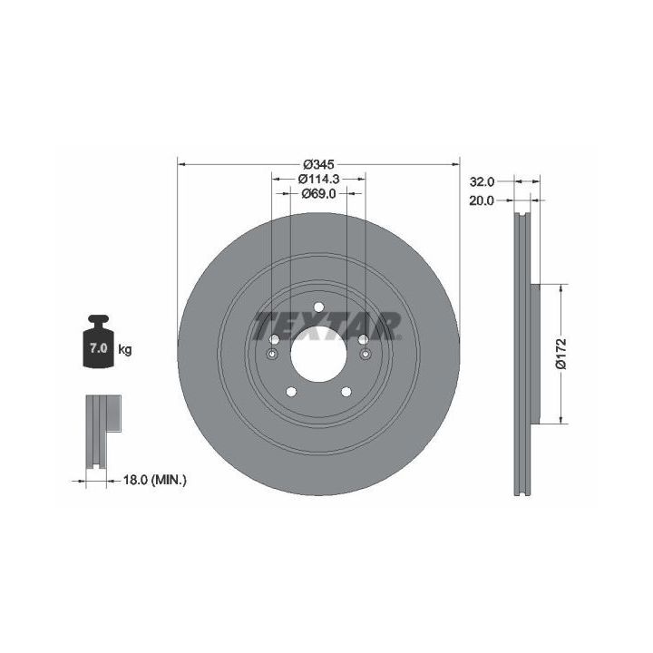 Stabdžių diskas TEXTAR 92349403