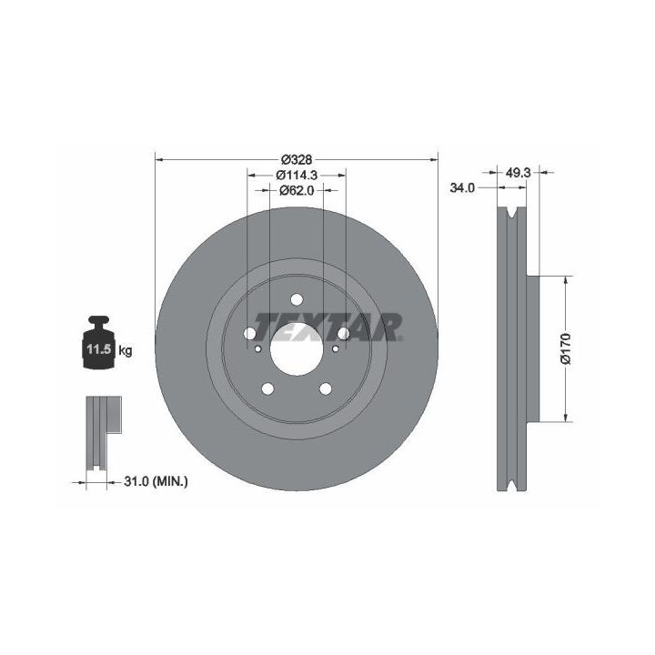 Stabdžių diskas TEXTAR 92349505