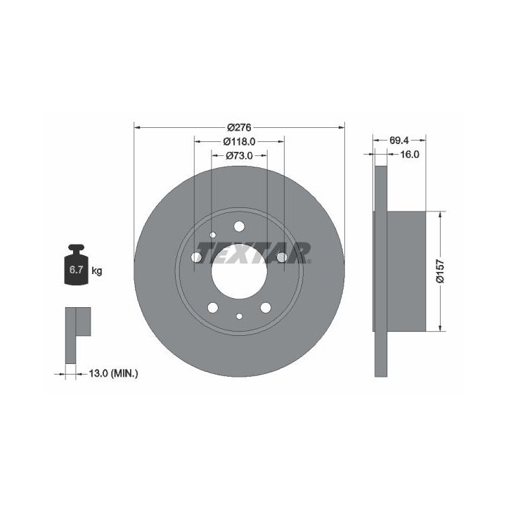 Stabdžių diskas TEXTAR 93104700