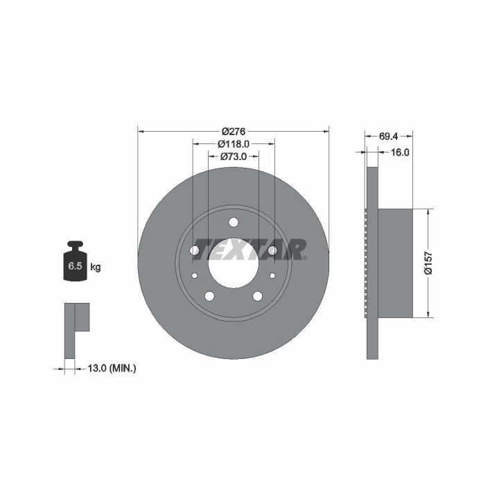 Stabdžių diskas TEXTAR 93104800