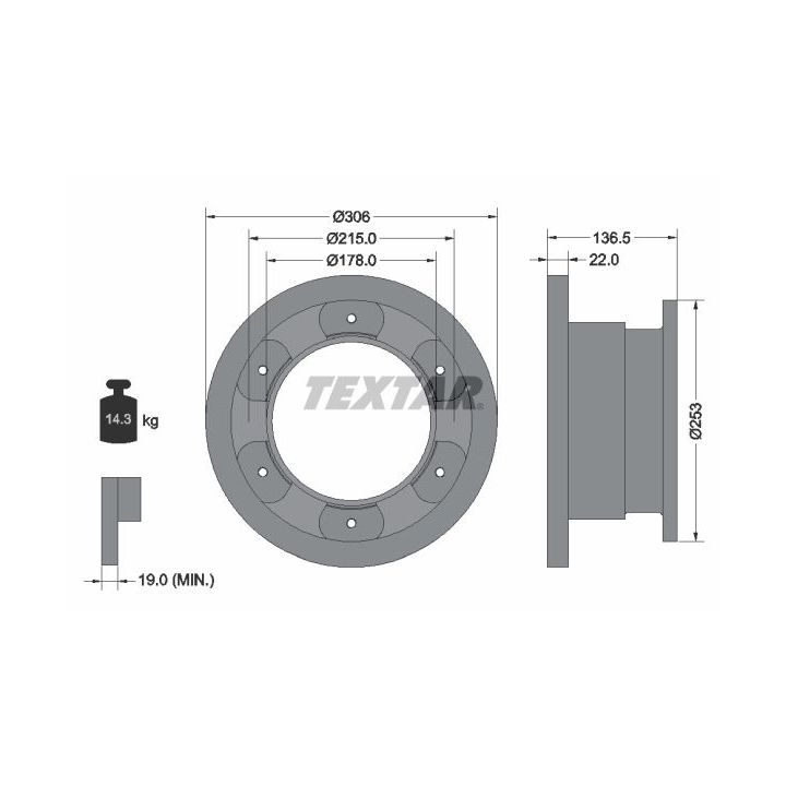 Stabdžių diskas TEXTAR 93127300
