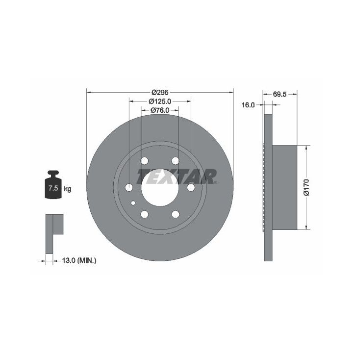 Stabdžių diskas TEXTAR 93177500