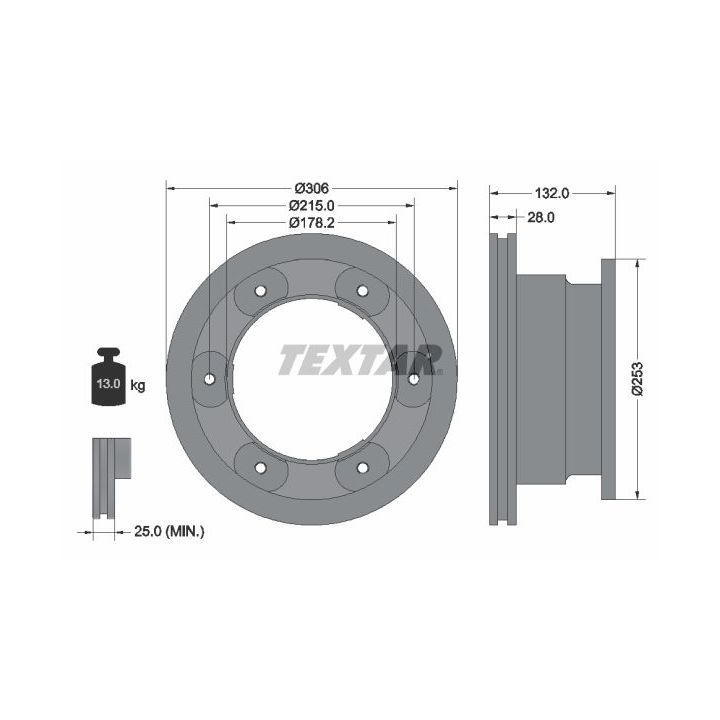 Stabdžių diskas TEXTAR 93177703