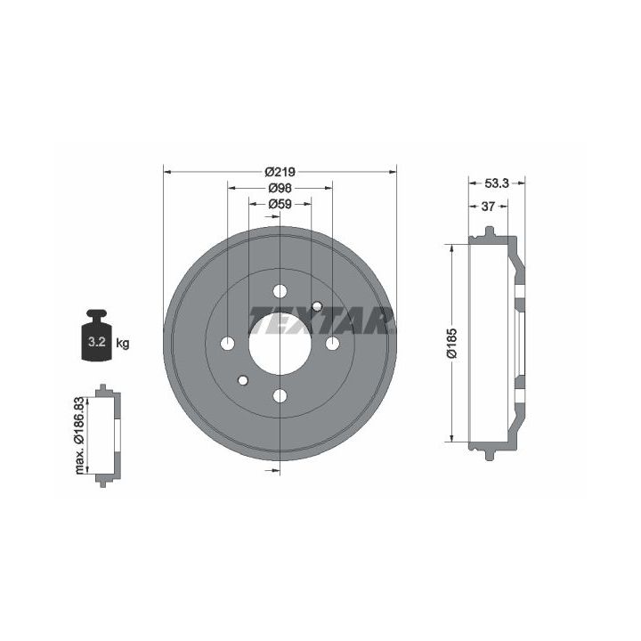 Stabdžių būgnas TEXTAR 94006400