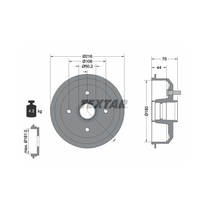 Stabdžių būgnas TEXTAR 94012900
