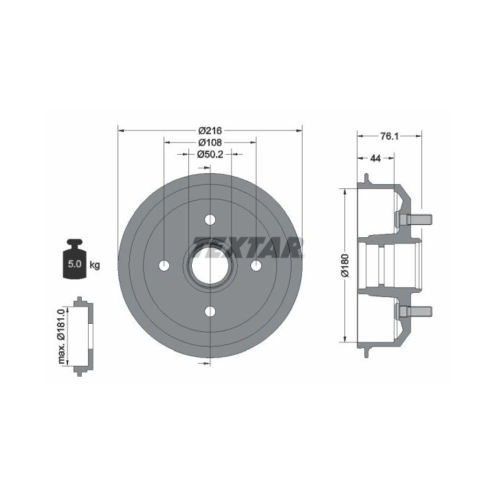 Stabdžių būgnas TEXTAR 94018500