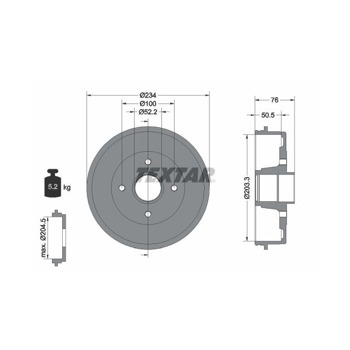 Stabdžių būgnas TEXTAR 94019700